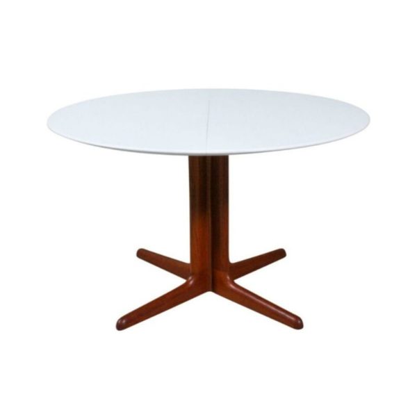 Round Danish Teak & White Dining Table, 1960s