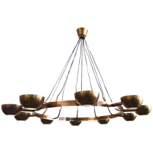 Large Brass Gino Sarfatti Style Chandelier