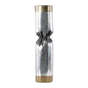 David Marshall Desenos Brutalist Aluminum and Brass Candlestick