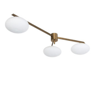Modern - Angelo Lelli Style Italian Brass and Opaline Pendant Light