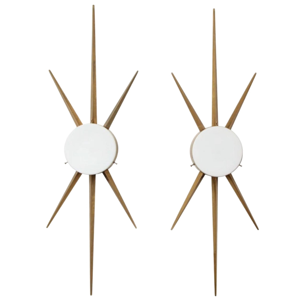 In style of Gio Ponti Italian Brass and Glass Sconce – a Pair