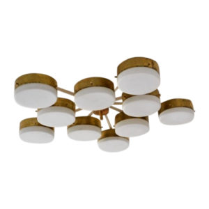 Modern Gio Ponti Style Italian Brass and Glass Pendant