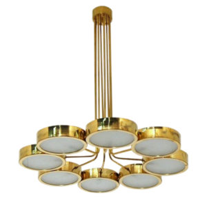Mid-Century Italian Style Brass Chandelier