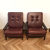 Large Brown Vintage Armchairs, 1960s, pair