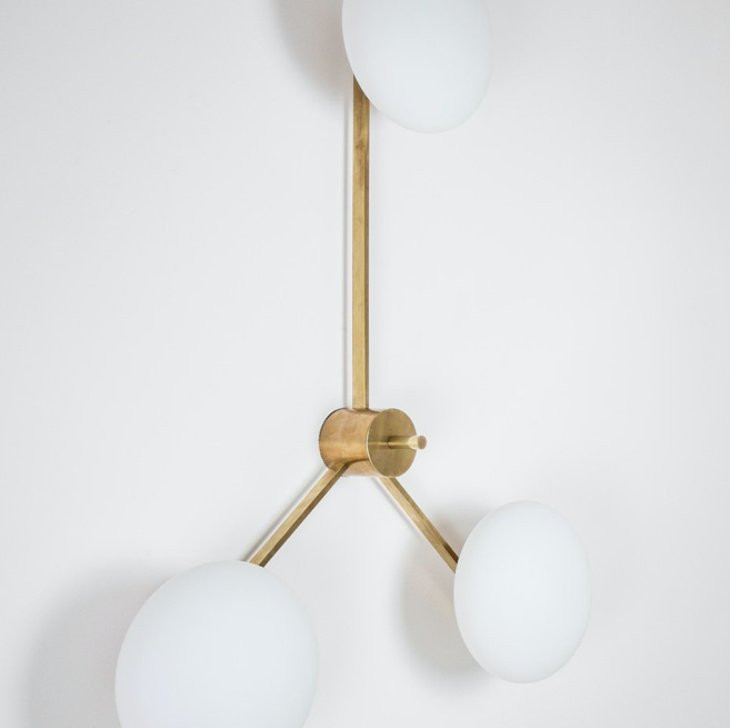 Brass & Opaline Glass Stella Triennale Ceiling or Wall Lamp - Design ...