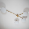 Brass & Opaline Glass Stella Love Ceiling or Wall Lamp