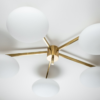 Brass & Opaline Glass Stella Daisy Ceiling or Wall Lamp