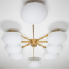 Brass & Opaline Glass Stella Evening Ceiling Lamp