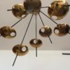 Large Brass Italian Starburst Stilnovo Style Chandelier