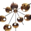 Large Brass Italian Starburst Stilnovo Style Chandelier