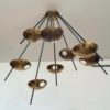 Large Brass Italian Starburst Stilnovo Style Chandelier