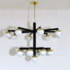 Mid-Century Black and Brass Italian Style Chandelier