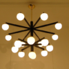 Mid-Century Black and Brass Italian Style Chandelier