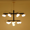 Mid-Century Black and Brass Italian Style Chandelier