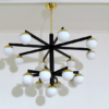 Mid-Century Black and Brass Italian Style Chandelier