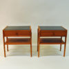 Midcentury pair of Teak and Glas top night tables -Sweden 1960`s