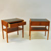 Midcentury pair of Teak and Glas top night tables -Sweden 1960`s