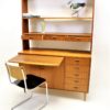 Danish wall cupboard with desktop and removable teak bookshelf