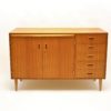 Danish wall cupboard with desktop and removable teak bookshelf