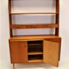 Danish wall cupboard with desktop and removable teak bookshelf