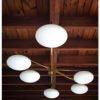 Modern Angelo Lelli Style Italian Brass and Opaline Pendant Light