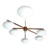 Modern Angelo Lelli Style Italian Brass and Opaline Pendant Light
