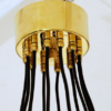 Vintage Stilnovo Style Chandelier Brass and Murano Glass