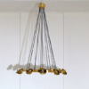 Vintage Stilnovo Style Chandelier Brass and Murano Glass