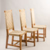 Mid-Century Dining Chairs in Pine and Straps, France, 1950s, Set of 3