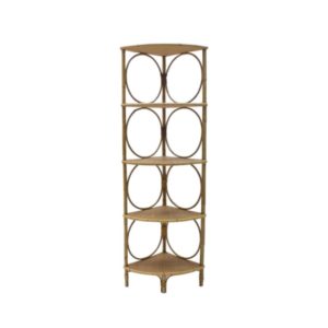 Bamboo and Wicker Corner Shelf, Italy, 1950s