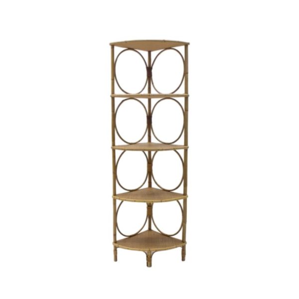 Bamboo and Wicker Corner Shelf, Italy, 1950s
