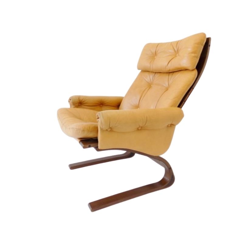 Kengu honey leather highback armchair by Elsa&Nordahl Solheim for Rykken