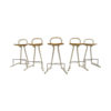 Metal and Wood Bar Stools with Footrests, 1980s, Set of 5