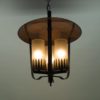 Mid-Century Pendant Lamp in Copper and Satinized Cylindrical Glass, 1950s