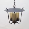 Mid-Century Pendant Lamp in Copper and Satinized Cylindrical Glass, 1950s