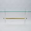 Hollywood Regency Plexiglas, Glass, and Brass Console Table, 1960s