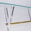 Hollywood Regency Plexiglas, Glass, and Brass Console Table, 1960s