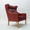 Leather & Oak Wingback Chair Mod. 2204 by Børge Mogensen for Fredericia, 1980s