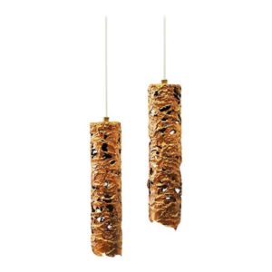 Brutalist pair of cylindershaped Copper Ceilinglamps 1960`s, Sweden