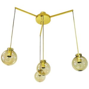 Large ceilinglamp of brass and glass by Høvik Verk, Norway 1970s