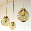 Large ceilinglamp of brass and glass by Høvik Verk, Norway 1970s