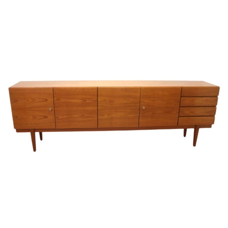 Long teak sideboard with cabinets and drawers 250 long