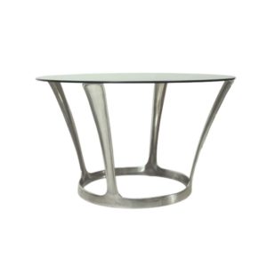 French Aluminum & Smoked Glass Dining Table by Boris Tabacoff, 1960s
