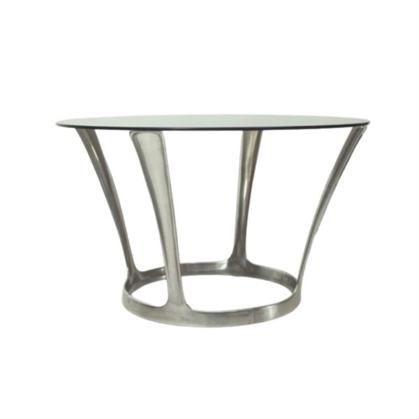 French Aluminum & Smoked Glass Dining Table by Boris Tabacoff, 1960s