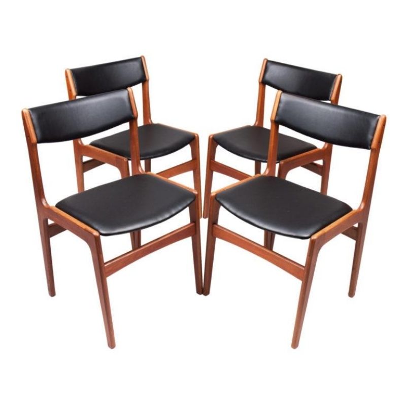 Teak danish dining chairs by Erik Buch from 1960s, set of 4