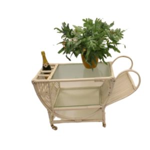 Vintage white rattan trolley