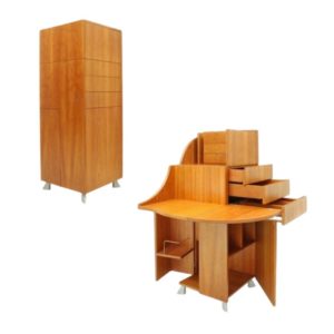 Transformable Dutch Cherry Wood Secretary • Model De Cube by Arend van Ast for Laurens Westhoff, 1998