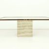 Belgium Travertine, Brass & Glass Coffee Table by Roger Vanhevel, 1970s