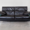 ARCA Model B&B Black Leather Sofa,Two seater with Glass side tables ARCA Model B&B Black Leather Sofa,Two seater with Glass side tables
