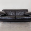 ARCA Model B&B Black Leather Sofa,Two seater with Glass side tables ARCA Model B&B Black Leather Sofa,Two seater with Glass side tables